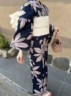Japanese Summer Kimono Yukata Large Floral Pattern Kimono And Obi Set