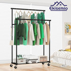 Double Rods Clothes Rack With Wheels Load 400 Lbs  45 Inch Rolling