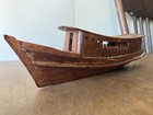 Vintage Wood Boat Long Hand Carved Built Folk Art Craft 9 1 2 Inches Primitive