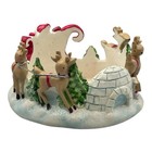Kohl s Santa Sleigh Reindeer Igloo Pillar Holder Candle Holder Christmas Novelty