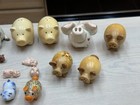 Lot Of 19 Miniature Pigs Figurines Ceramic Wood Clay Glass  Collection
