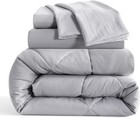 Twin Comforter Sheet Set Bed In Bag 5 Piece Light Grey Soft Bedding
