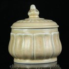 4 8  Old Chinese Yellow Glaze Porcelain Flower Petal Pattern Tea Lid Tin Pot