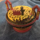 Vintage Antique Cast Iron Horse Race Mechanical Starting Gate Coin Bank Works