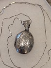 925 Sterling Silver Antique Victorian Floral Locket W  22  Box Chain Necklace