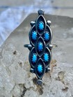 Zuni Ring Long Turquoise Size 7 Sterling Silver Petite Pointe Women