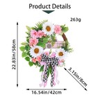 Artificial Spring Wreath 16 In For Front Door Wreath Decor Sunflower Bow Garland