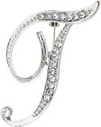 26 Letter Brooch Pins Small Silver Metal Rhinestone Crystal Initial A z Alphabet