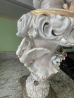 Vintage Capodimonte Lamp Rococo Porcelain Italy Swans Roses Iridescent Brass