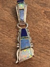 Vintage Native American Signed Multi Stone Inlay Sterling Silver Pendant