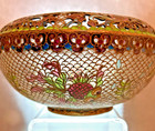 Chinese Goldfish Plique-  -jour Cloisonn    Bowl 5 5  Translucent Stained Glass