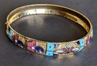 Vintage 22k Gold Plated Colourful Retro Indian Bangle Set  2pcs 