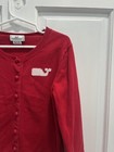 Vineyard Vines Red Cardigan Whale Logo Button Up Sz Medium 10-12 Girls Pre Loved