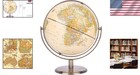 Rotating 8-inch Political World Globe - Antique Design With Bronze Base