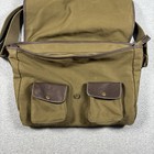    vtg Banana Republic Olive Canvas Leather Messenger Bag Crossbody Laptop Satchel