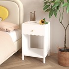 White Nightstand With Drawer Modern Bedside Table Wavy Design Small End Table