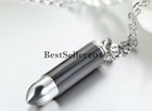 Stainless Steel Bullet Cremation Necklace Pendant Keepsake Memorial Urn Jewelry