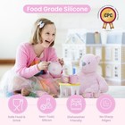 Girls Tea Party Set - 18 Pcs Pink Childs Tea Set With Picnic Cloth - Gift Rea   