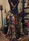 Liquid Satin Floral Long Maxi Full Slip Night Dress Vtg Nightgown Lingerie