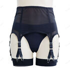 Luxallacki Sheer Mesh Garter Belt 6 Straps 12 Metal Clips Undergarment Cincher