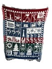 Christmas Holiday Tapestry Woven Fringe Patchwork Throw Blanket Santa Toys Gifts