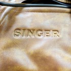 Vintage Singer Pleather Vinyl Sturdy Sewing Machine Carrying Case Caramel Brown