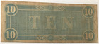 1864 Csa Confederate States Of America  10 Dollars Banknote P-68