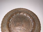 Antique Copper Metal Pewter Tray Plate Embossed Middle Eastern Persian Arabic
