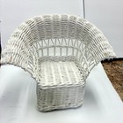 White Wicker Fan Back Rattan Toy Chair Baby Doll Or Plant Stand Boho Vtg Bear    