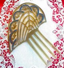 Vintage Antique Art Deco Hair Comb     Celluloid Mantilla Light Blue Rhinestones
