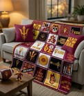 College Game Day Team Color Flannel Blanket Fan Gift Stadium Throw