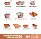 Gotham Steel Hammered 15 Pc Ceramic Cookware Set Nonstick  Deep Copper Pots And