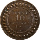 Tunisia Muhammad Iv Bronze 1904 A 10 Centimes Aunc Toned Km  229  19 059 