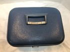 Vintage Blue Hard Shell Leather Train Cosmetics Case Travel Smart - No Key