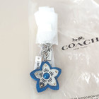 Coach Nwt Wildflower Bag Purse Charm Key Fob Chain Glitter Blue Silver F35132