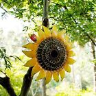 Metal Sunflower Birdhouse For Outside Hanging Bird House Metal With Ladybug   