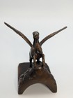 Art Deco Bronze Pegasus Flying Horse Bookend Sculpture Japan 
