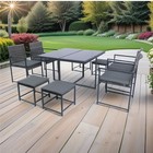 Patio Furniture Set 9 Piece Outdoor Rattan Sofa Set 8 Seater Dining Table Set