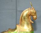 9 4   Old Chinese Bronze Gilt Dynasty Feng Shui Zodiac Year Animal Horse Statue