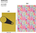 A5 Glittertextured Scrapbook Paper - 50 Sheets Assorted Colors Designs Embossed