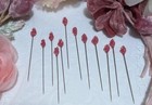 12 Antique Art Deco Twisted Glass Hat Pins Straight Pins Mauve