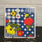 Vintage Georges Briard Metal Tile Retro Floral Trivet Wall Art 6x6 Mid Century