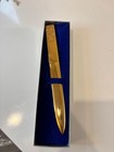 Vintage Minimalist Solid Brass Letter Opener Usa - Elegant Desk Gift W  Case