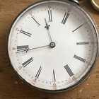 Antique French Sterling Silver Open Face Pocket Watch With Key 1900s