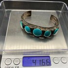 Vintage Navajo Native Turquoise Hand Stampwork Silver Bracelet Cuff 6-7 8 