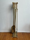 Vintage Mcm Brass   Metal Duck Head Fireplace Tools   Mallard Hearth Set Stand