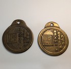 Vintage Pair Of Korean Mapae Brass Horse Warrants Medallions  2 And 3 Horses  