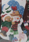 2002 Bucilla  teddy Bear And Snowman  Felt Applique Stocking Kit 84774
