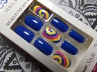 Kiss Shiny Blue Swirl Artificial  Glue On Nail Medium