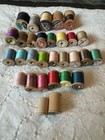 Vtg Thread Spools Lot Of 30 Assorted With Thread And Empty Wooden Spools Set 4